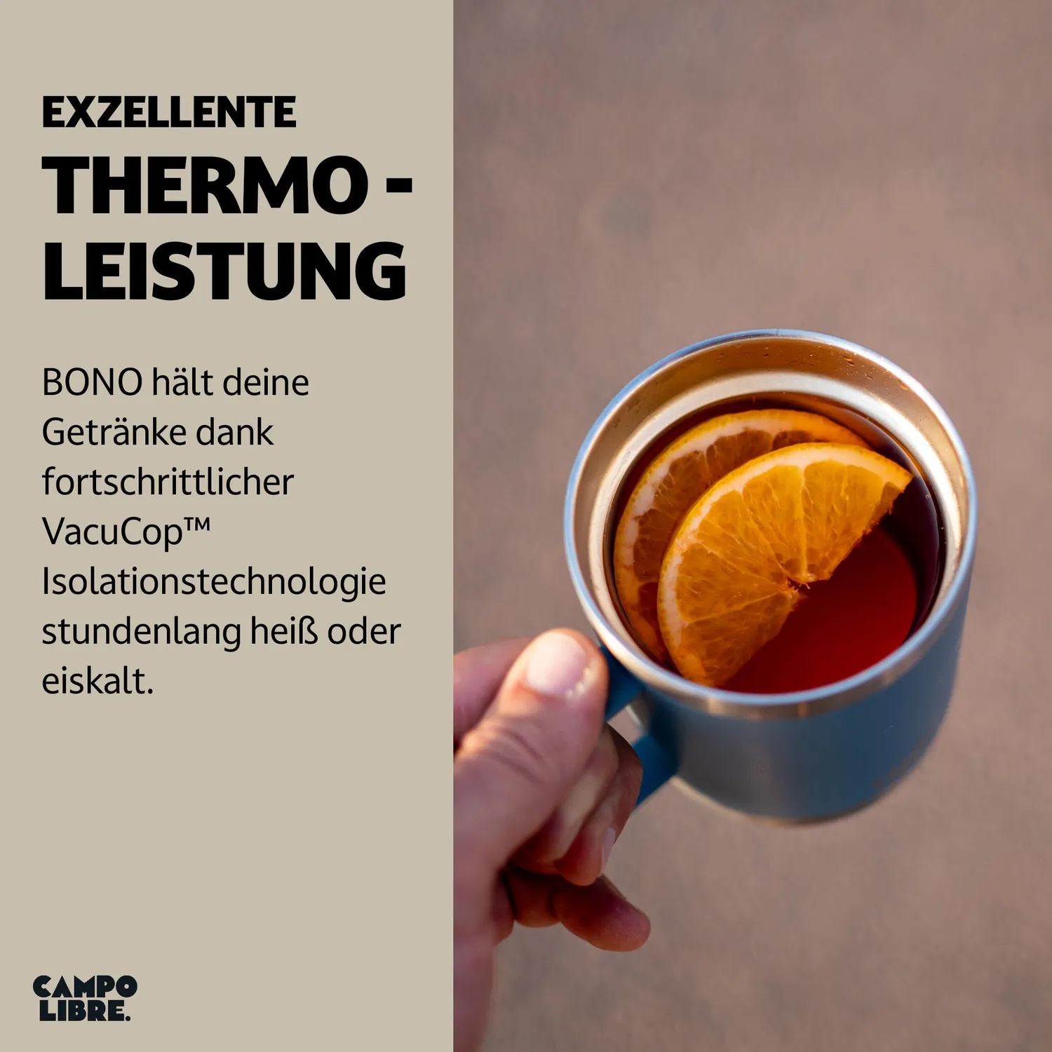 Campo Libre Tito Thermobecher Edelstahl 350 ml Deep Grey Henkel