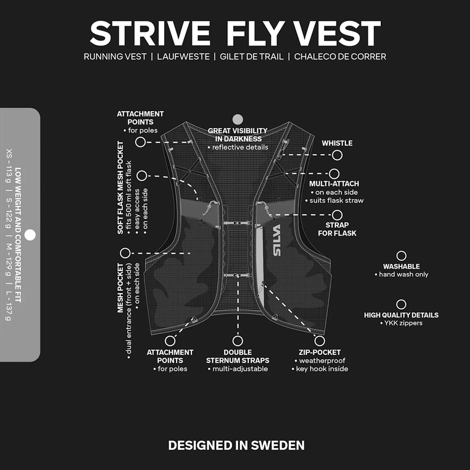 Silva Strive Fly 3L Laufweste Schwarz M 113 g