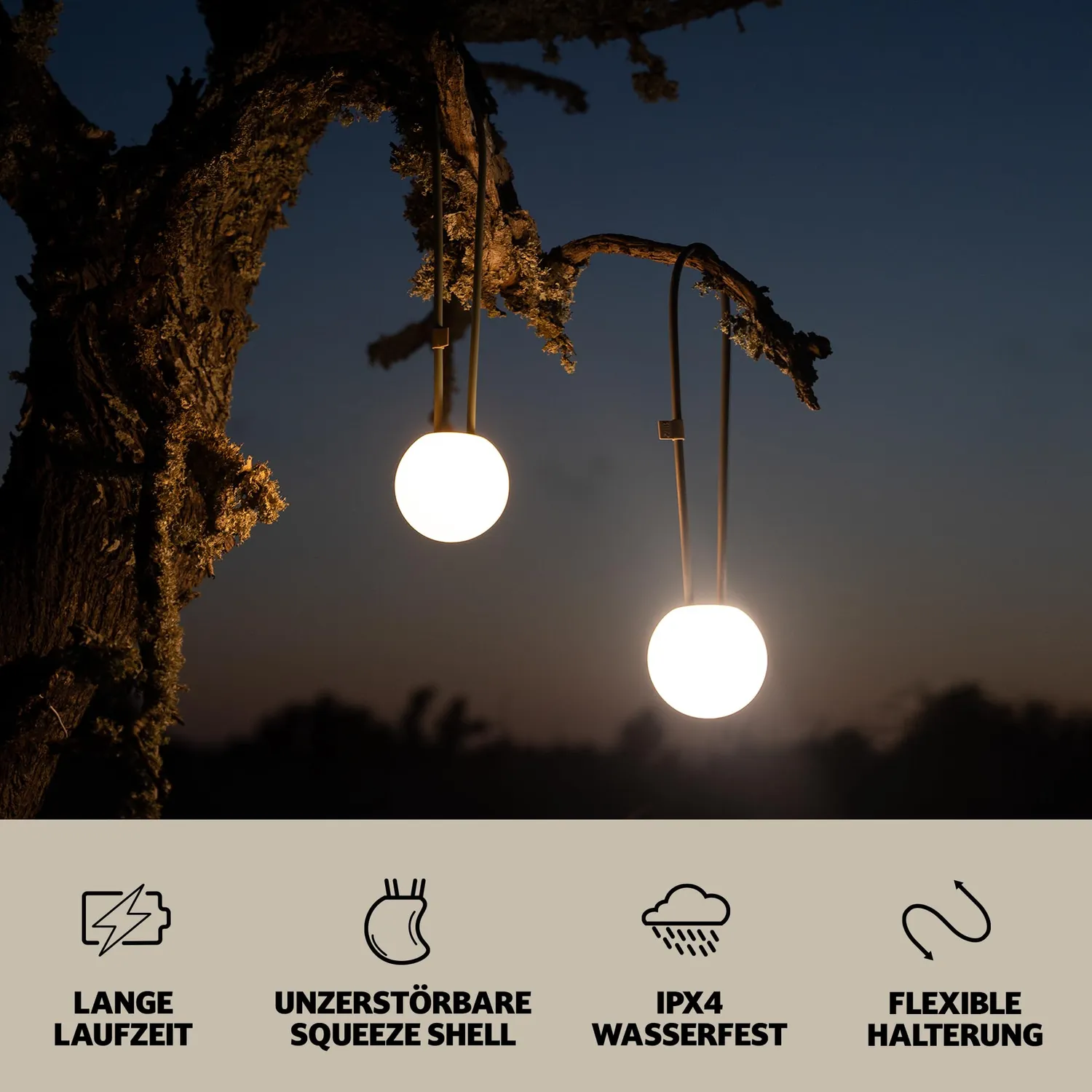 Campo Libre Leni Sphere Campinglampe Rund Grau dimmbar
