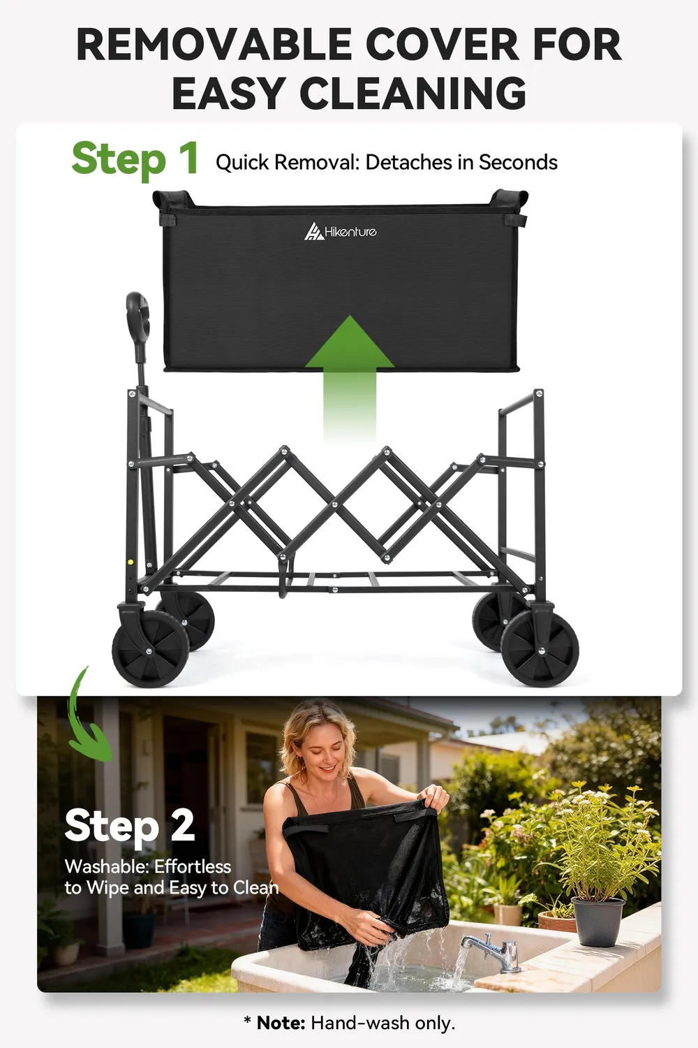 Hikenture Faltbarer Bollerwagen 80L bis 100 kg belastbar