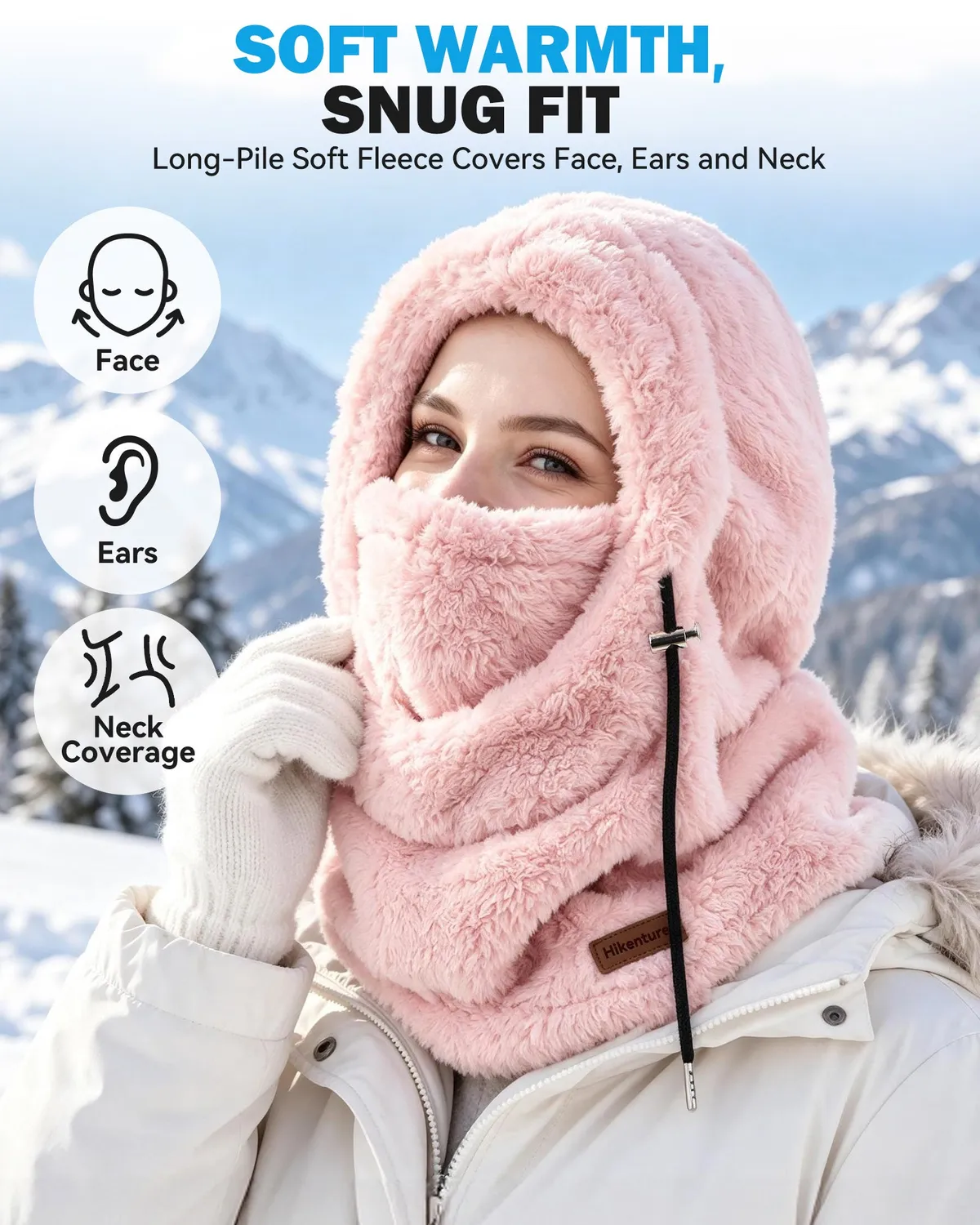 Hikenture Winter Balaclava Skimaske Schwarz Fleece warm