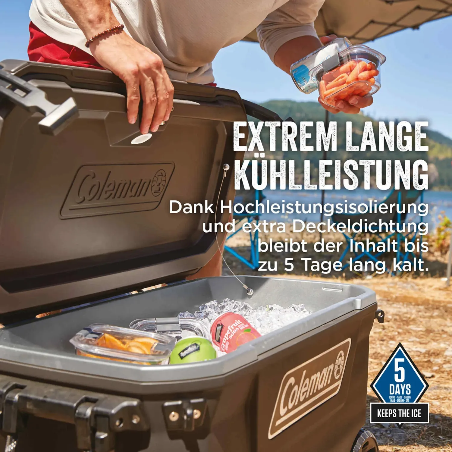 Coleman Convoy 100QT Kühlbox 97L mit Rollen 5 Tage