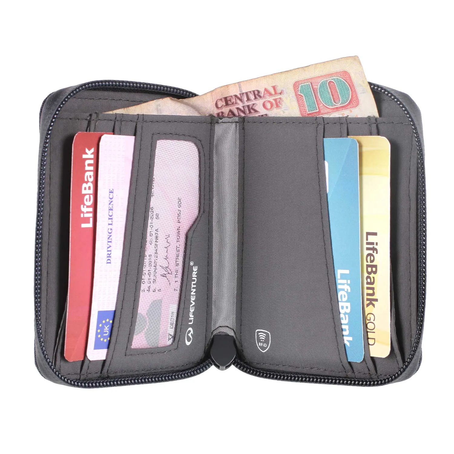 Lifeventure RFiD Bi-Fold Geldbörse Grau RFID-Schutz