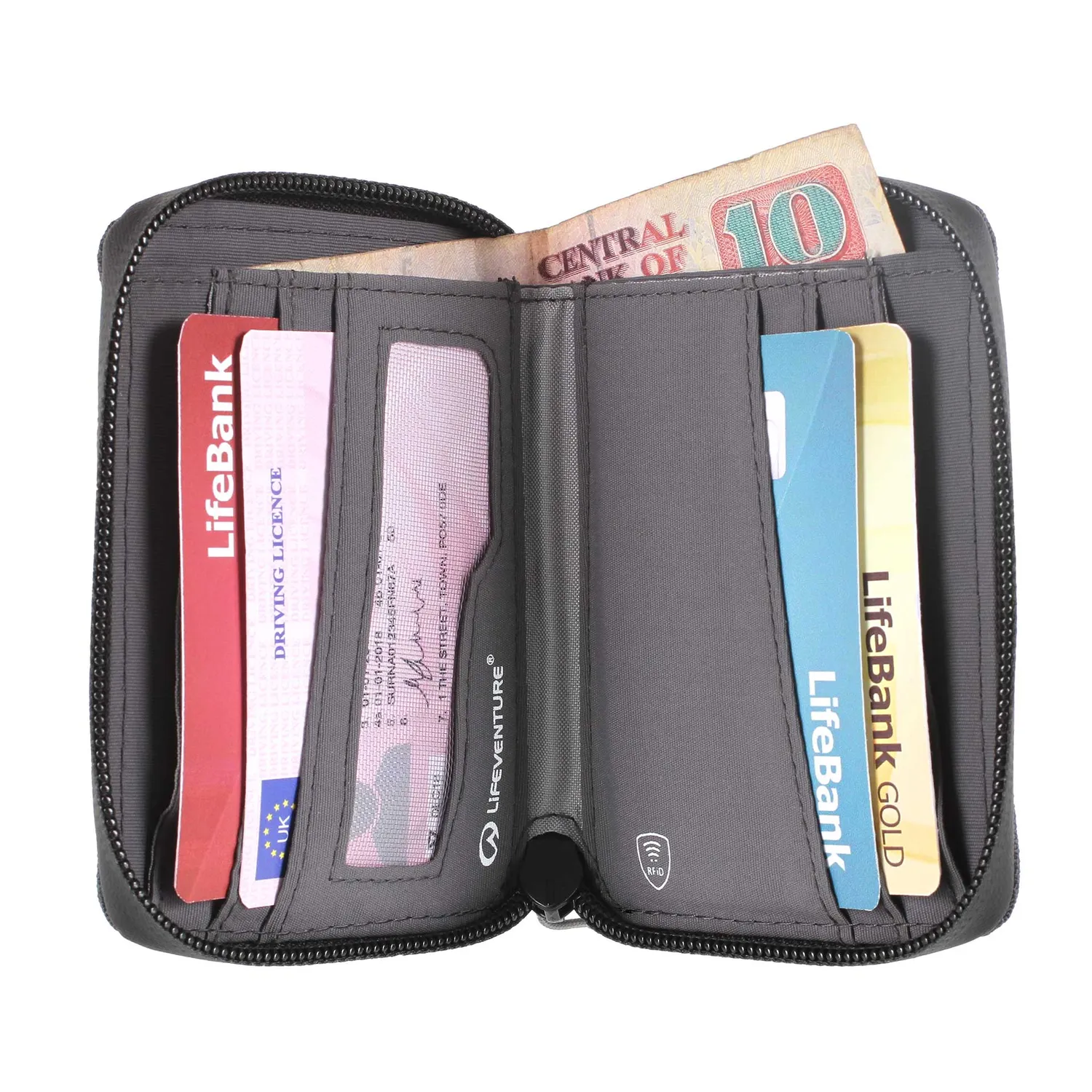Lifeventure RFiD Bi-Fold Geldbörse Grau RFID-Schutz