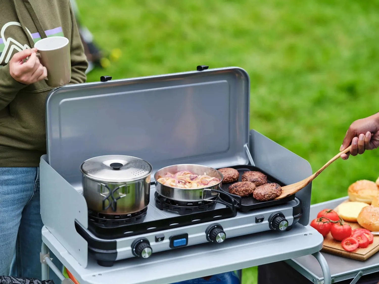 Campingaz Camping-Geschirrset Edelstahl 5-teilig Töpfe Pfanne