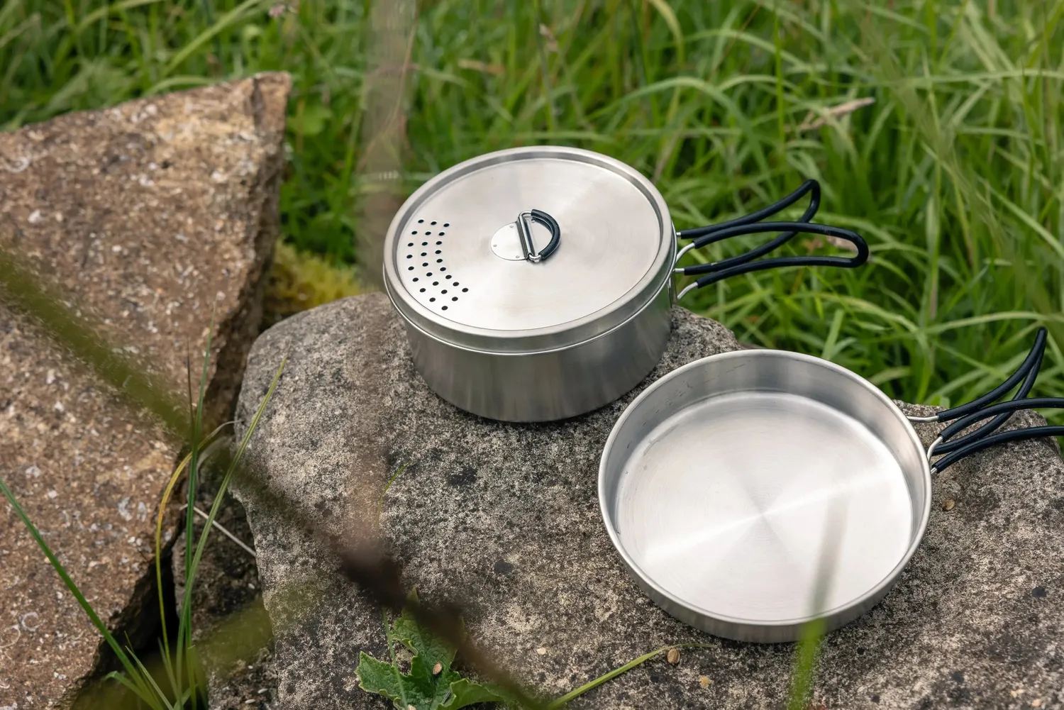 Campingaz Trekking Geschirrset Edelstahl Topf Pfanne 3-teilig