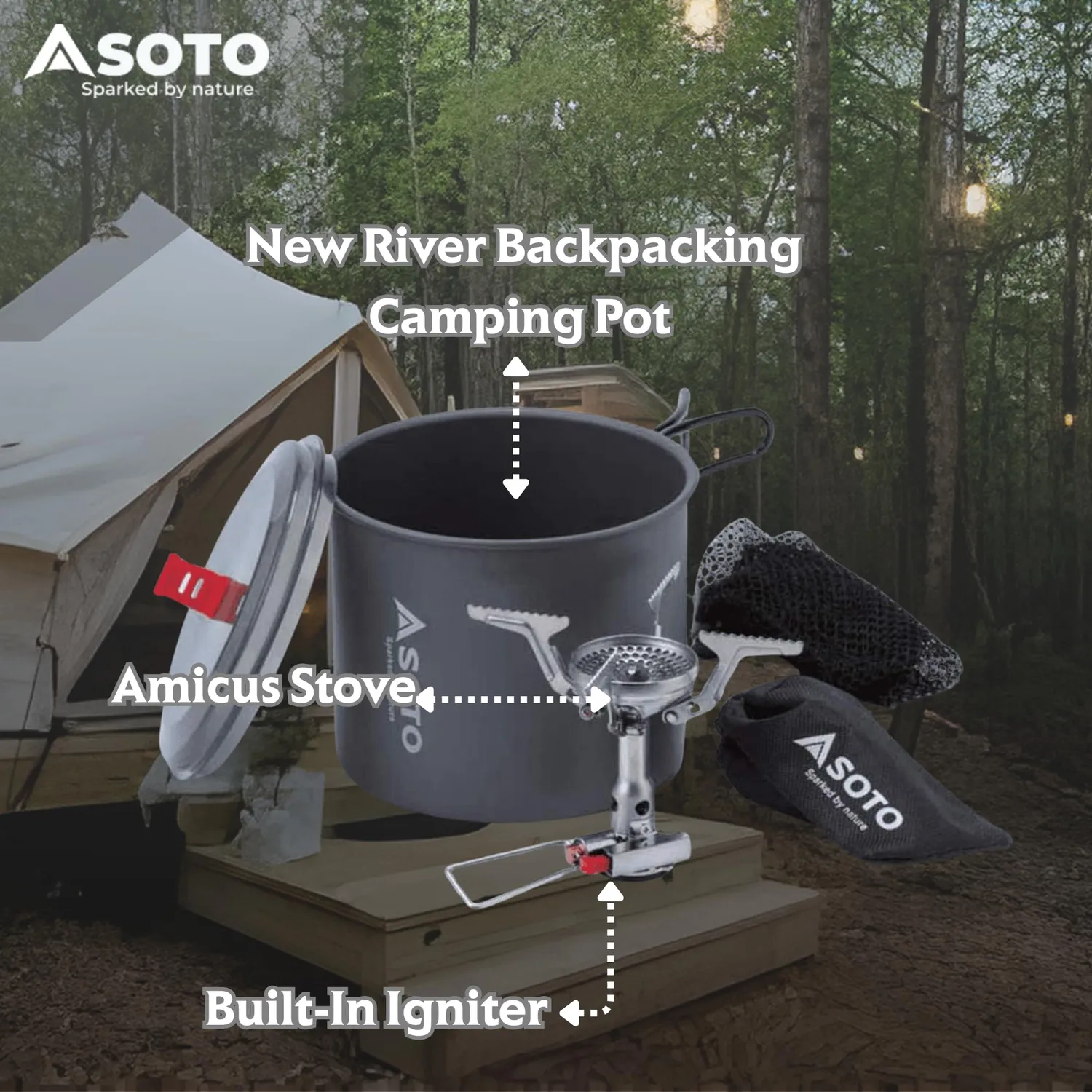 SOTO Amicus New River Gaskocher-Set mit Zündung 1 L windfest