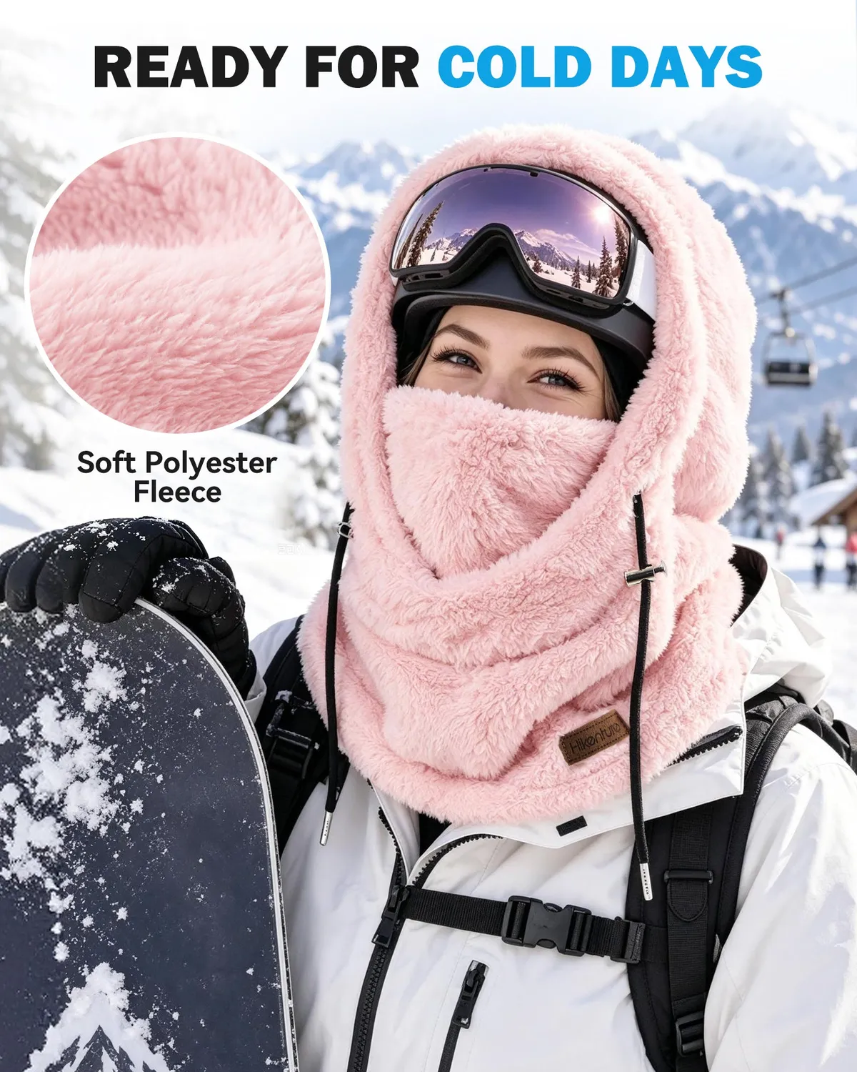 Hikenture Winter Balaclava Skimaske Schwarz Fleece warm