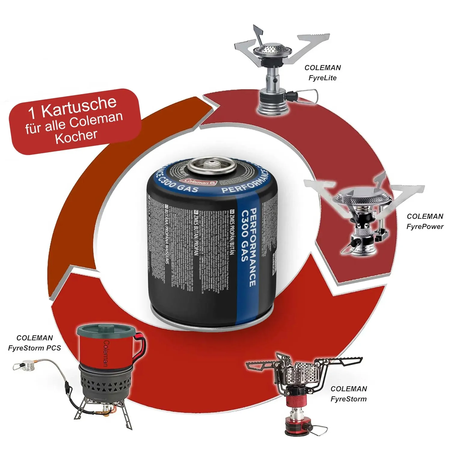 Coleman C300 Performance Gaskartusche 240g Ventil