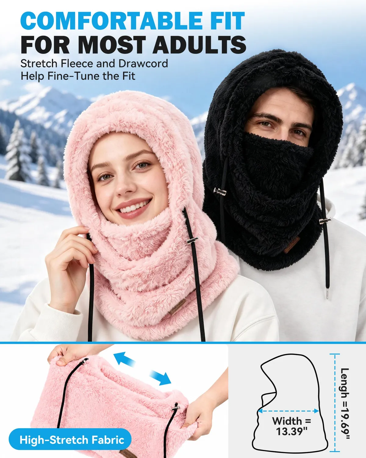 Hikenture Winter Balaclava Skimaske Schwarz Fleece warm