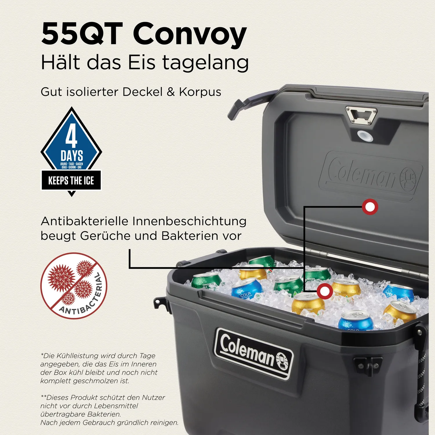 Coleman Convoy 55QT Kühlbox 53L passiv 4 Tage