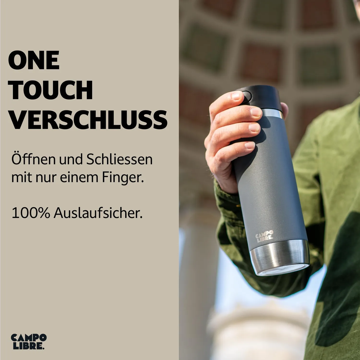 Campo Libre Anto Thermobecher 450 ml Grau auslaufsicher