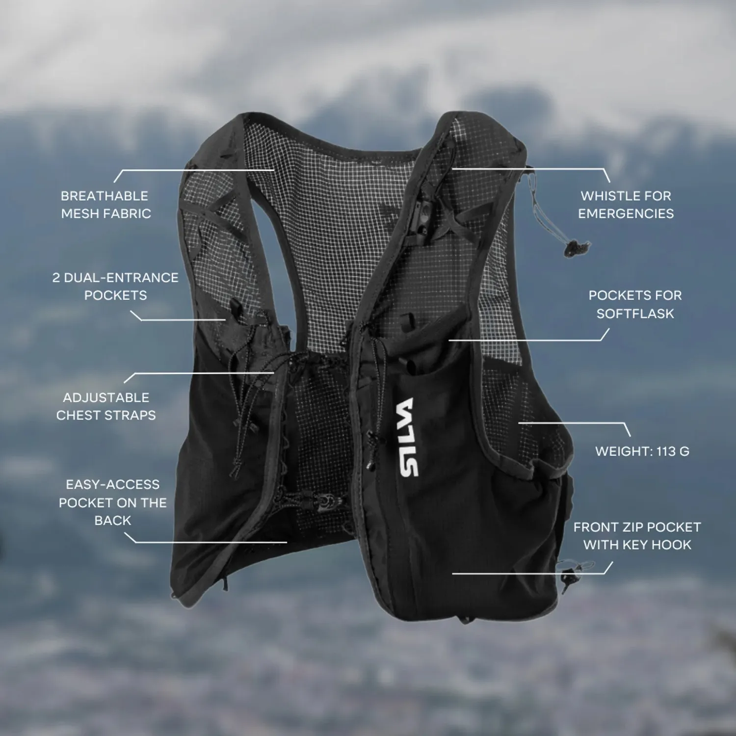Silva Strive Fly 3L Laufweste Schwarz M 113 g