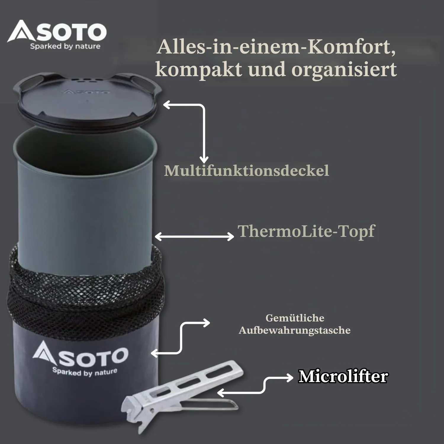 Soto Thermolite Topf 750 ml grau Aluminium