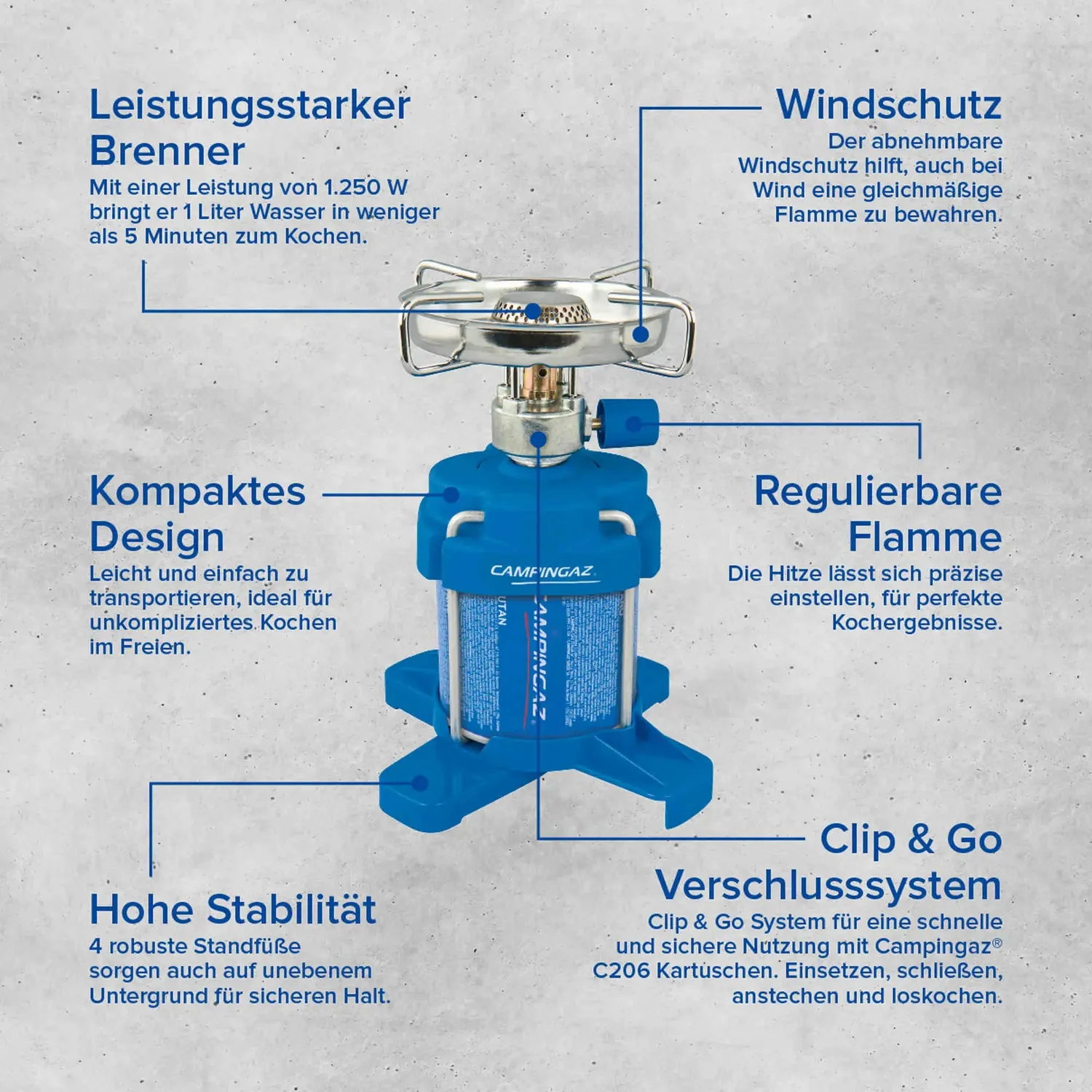 Campingaz Bleuet 206 Plus Gaskocher 1-flammig 1250 W