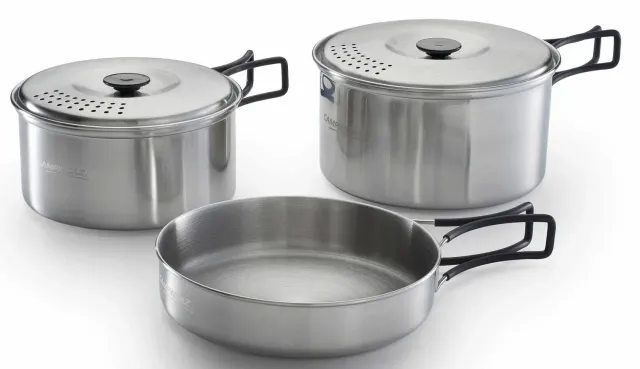 Campingaz Camping-Geschirrset Edelstahl 5-teilig Töpfe Pfanne