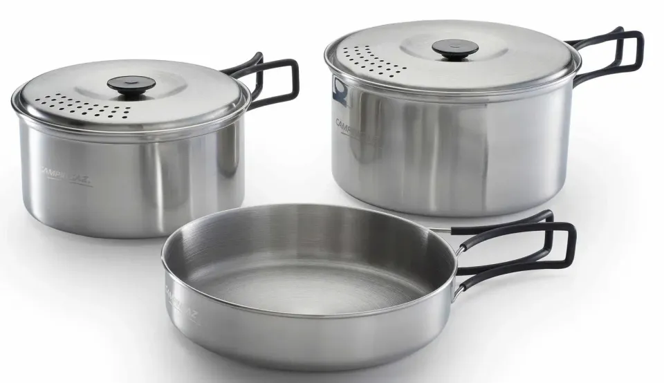 Campingaz Camping-Geschirrset Edelstahl 5-teilig Töpfe Pfanne