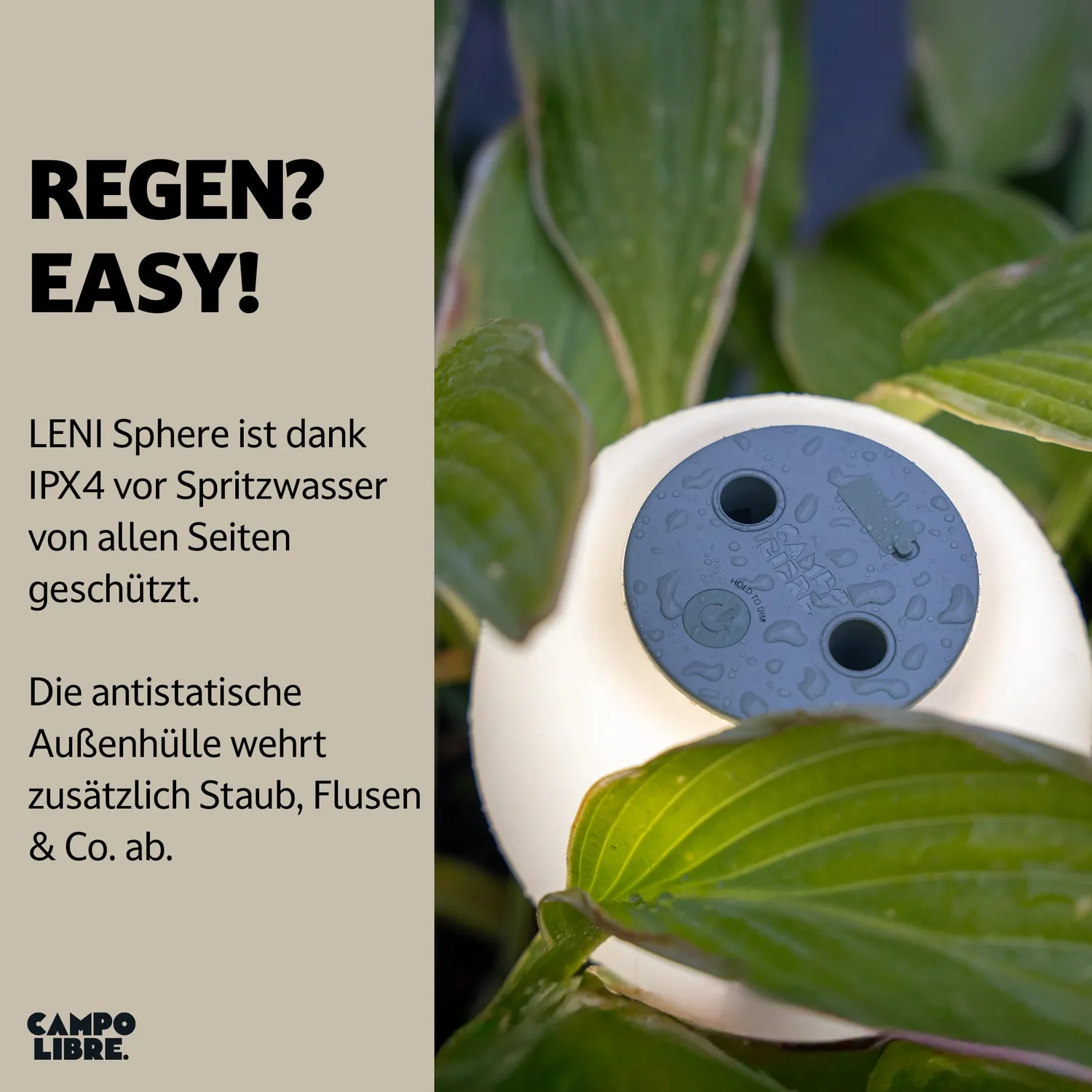 Campo Libre Leni Sphere Campinglampe Rund Grau dimmbar