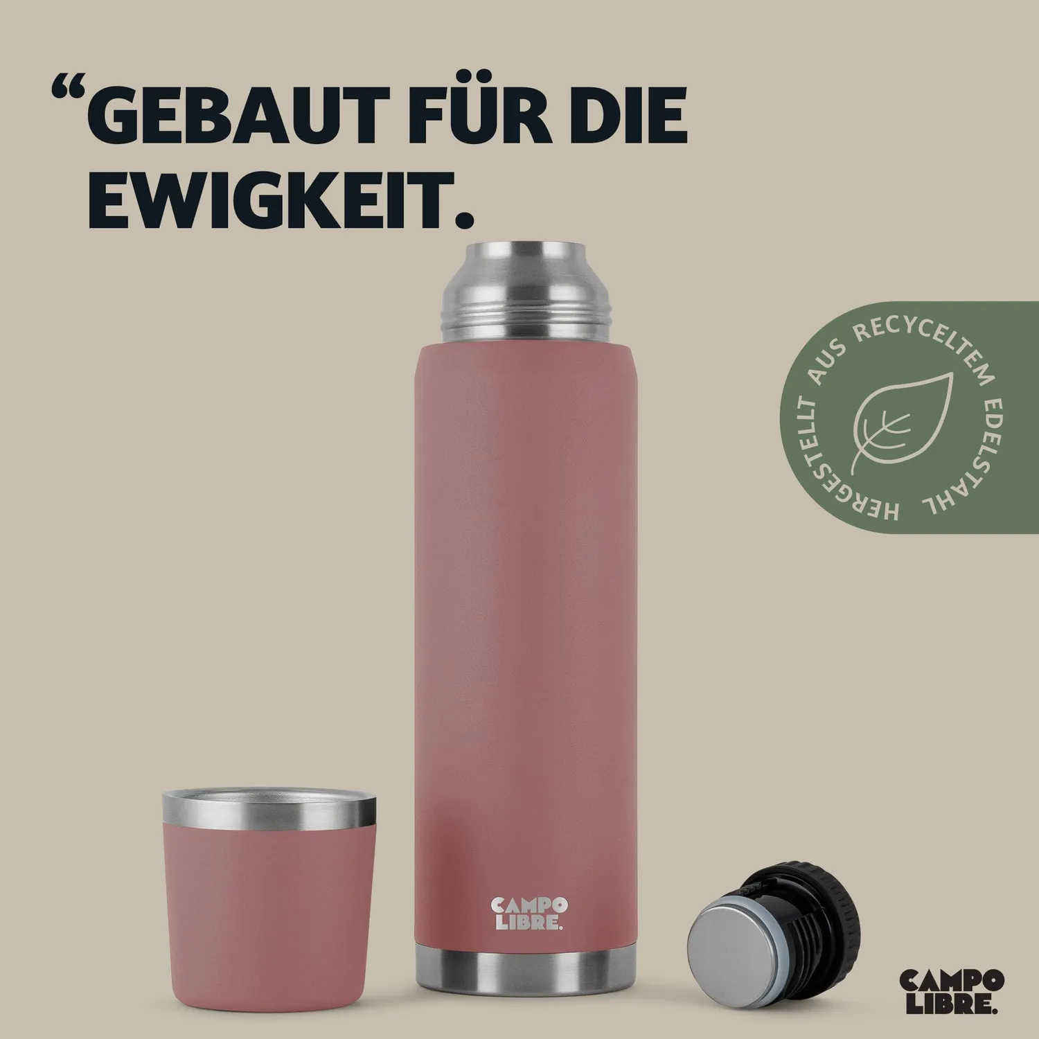 Campo Libre Jaco Thermosflasche 1L Rose 24h heiß