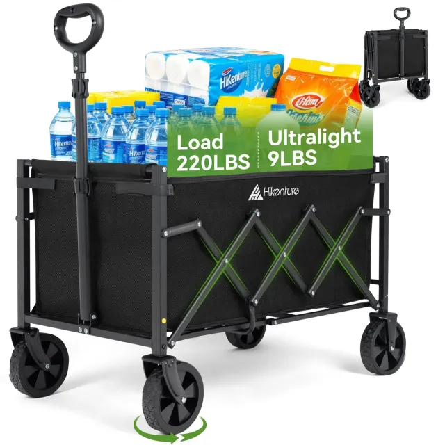 Hikenture Faltbarer Bollerwagen 80L bis 100 kg belastbar